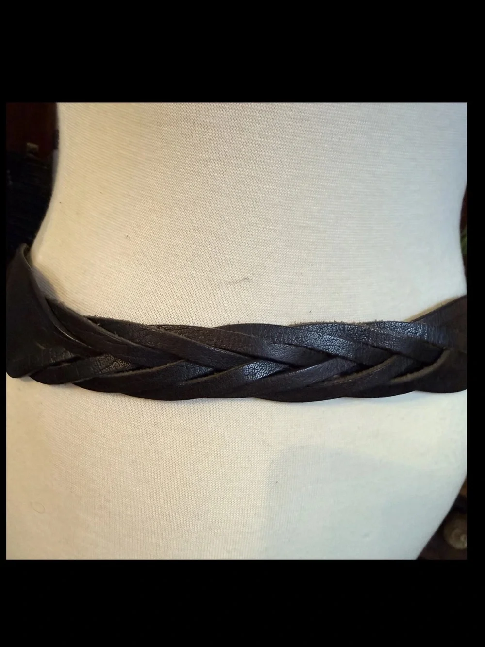 Linea Pelle Wide Black Leather Statement Adjustable Belt W/ Metal Rings Size M